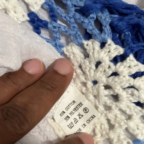 Kendall & Kylie White and Blue Crochet Swim Coverup NWT - Picture 6 of 7